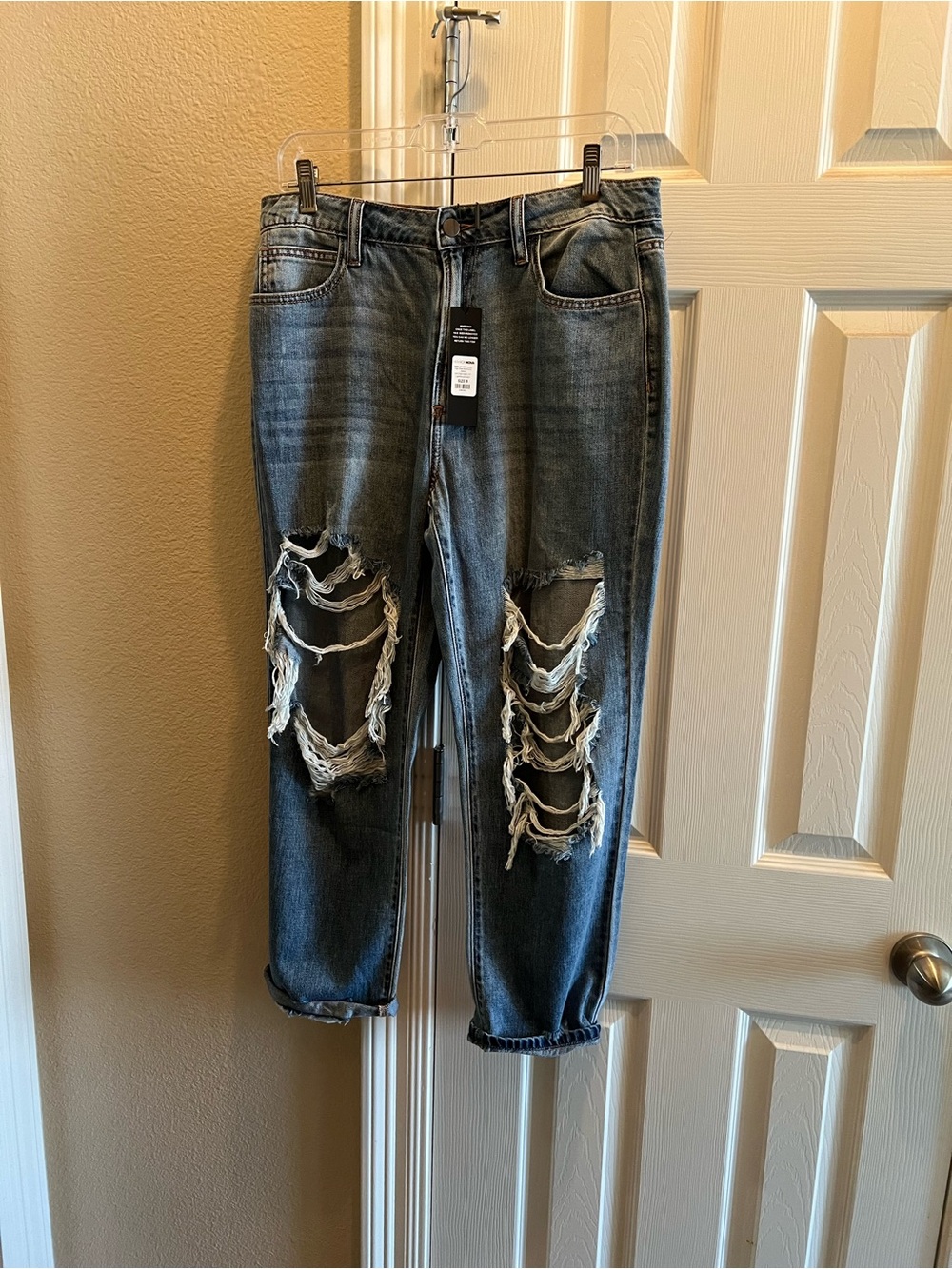 Distressed Ripped Jeans - Dark Blue